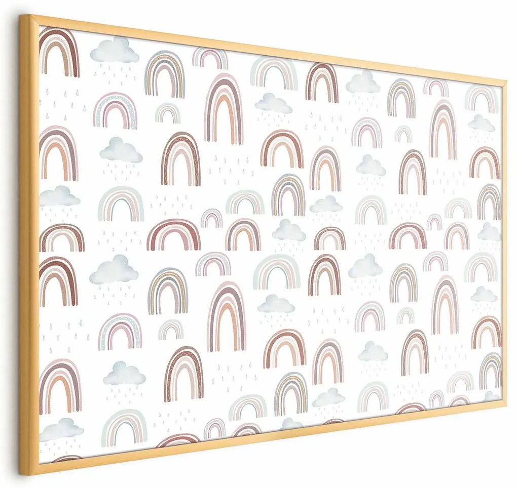 Plakat Tęcza po deszczu 30x21 cm z ramą złotą bez marginesu ARTGEIST B