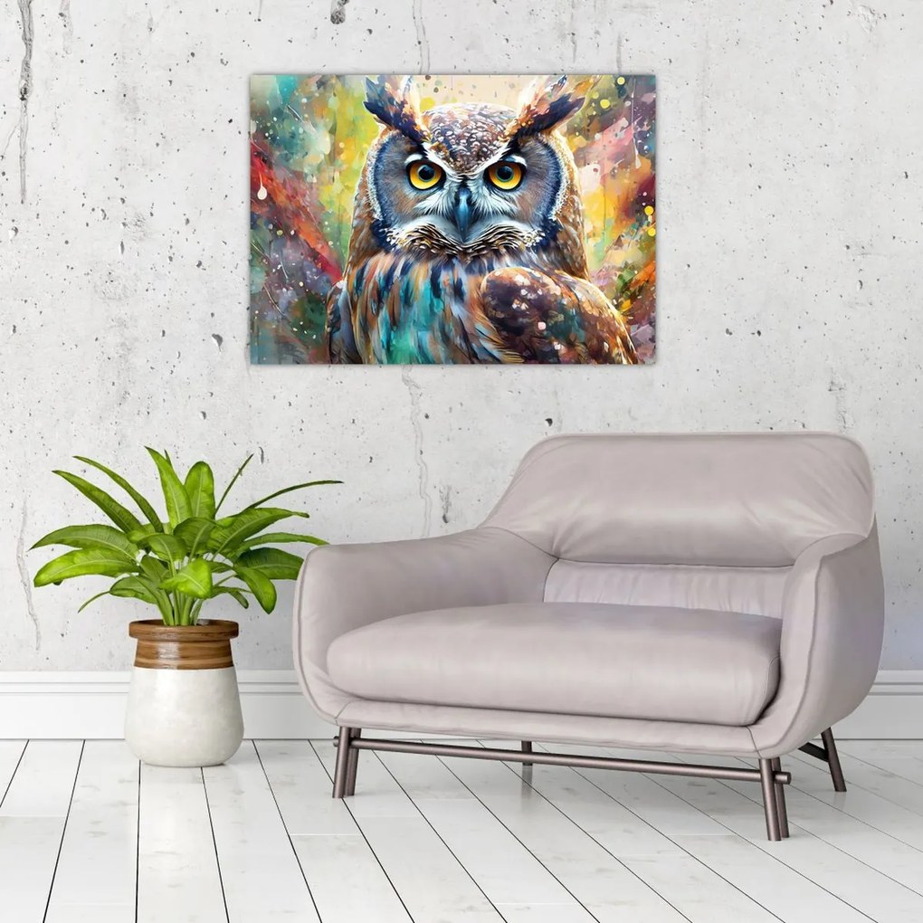 Obraz na szkle - Malowanie sowy (70x50 cm)