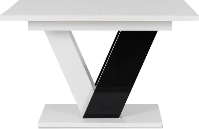 Stół Prostokątny Rozkładany CLARK 120-160 cm Czarny/Biały Połysk Glamour