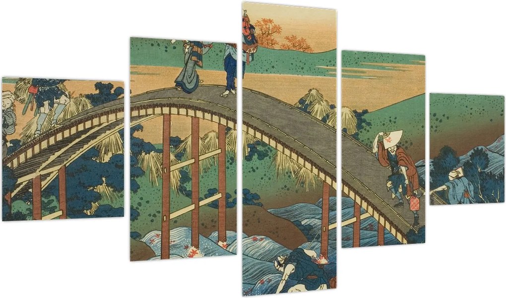 Obraz - Katsushika Hokusai, Ariwara no Narihirafrom the series One Hundred, Poems Explained by the Nurse (Hyakunin isshu uba ga etoki), reprodukcje (125x70 cm)