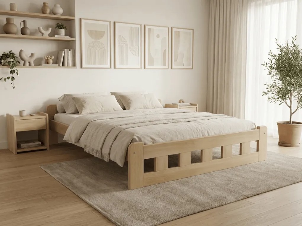 Łóżko Naomi podwyższone 160 x 200 cm, sosna Stelaż: Ze stelażem listwowym rolowanym elastycznym, Materac: Materac Sommera