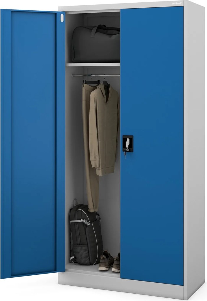 Socjalna szafa ubraniowa Dawid 90x45x185 cm, szary/niebieski