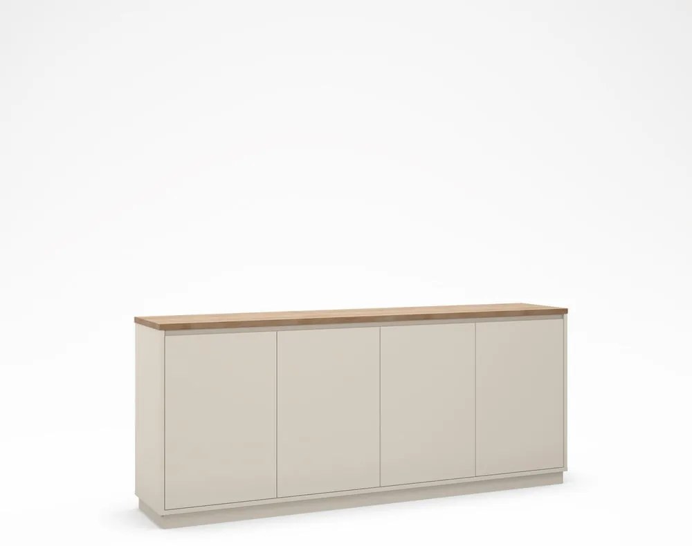 Beżowa komoda w dekorze dębu 201x84x40 cm Loreta – Marckeric