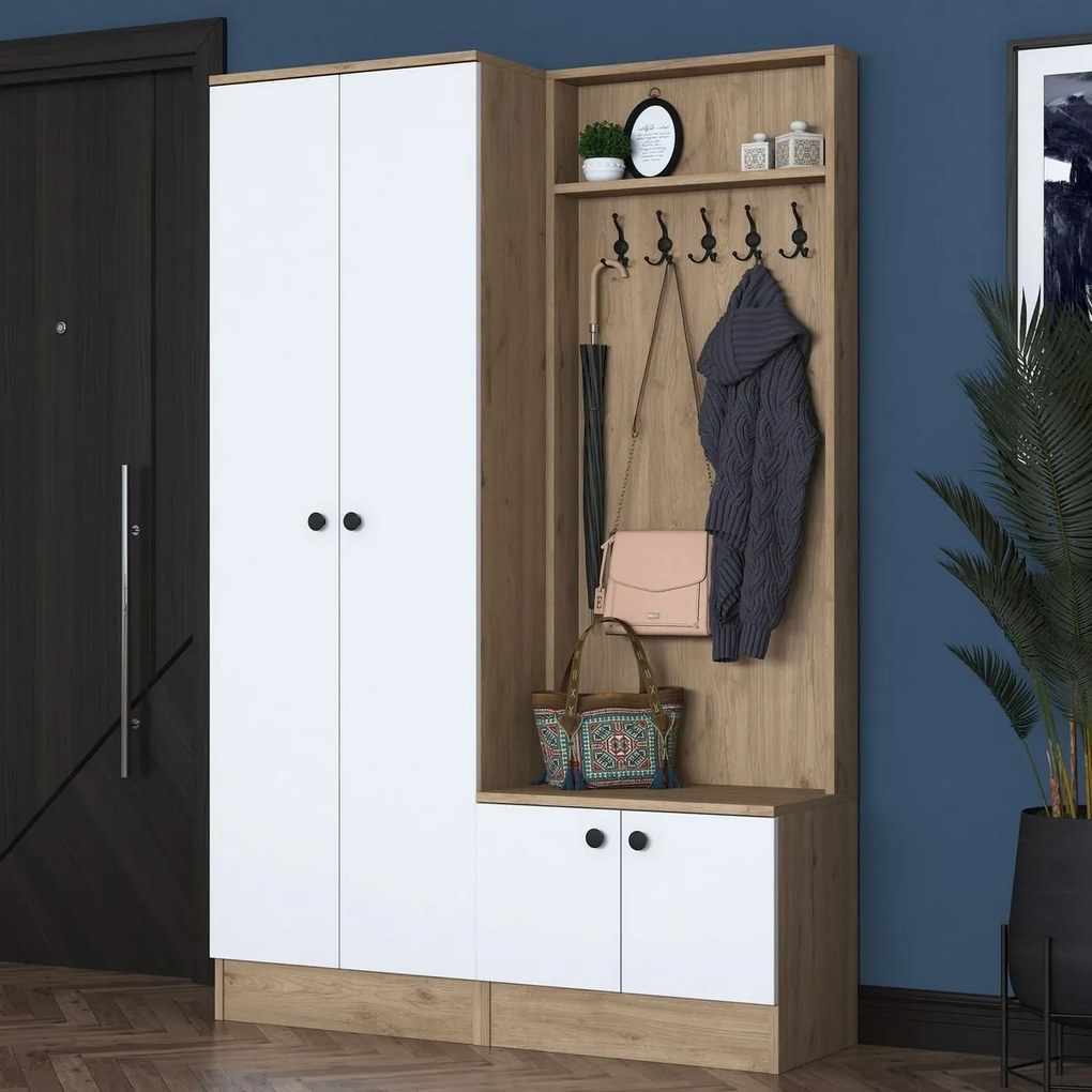 Zestaw do przedpokoju Pone White and Walnut I