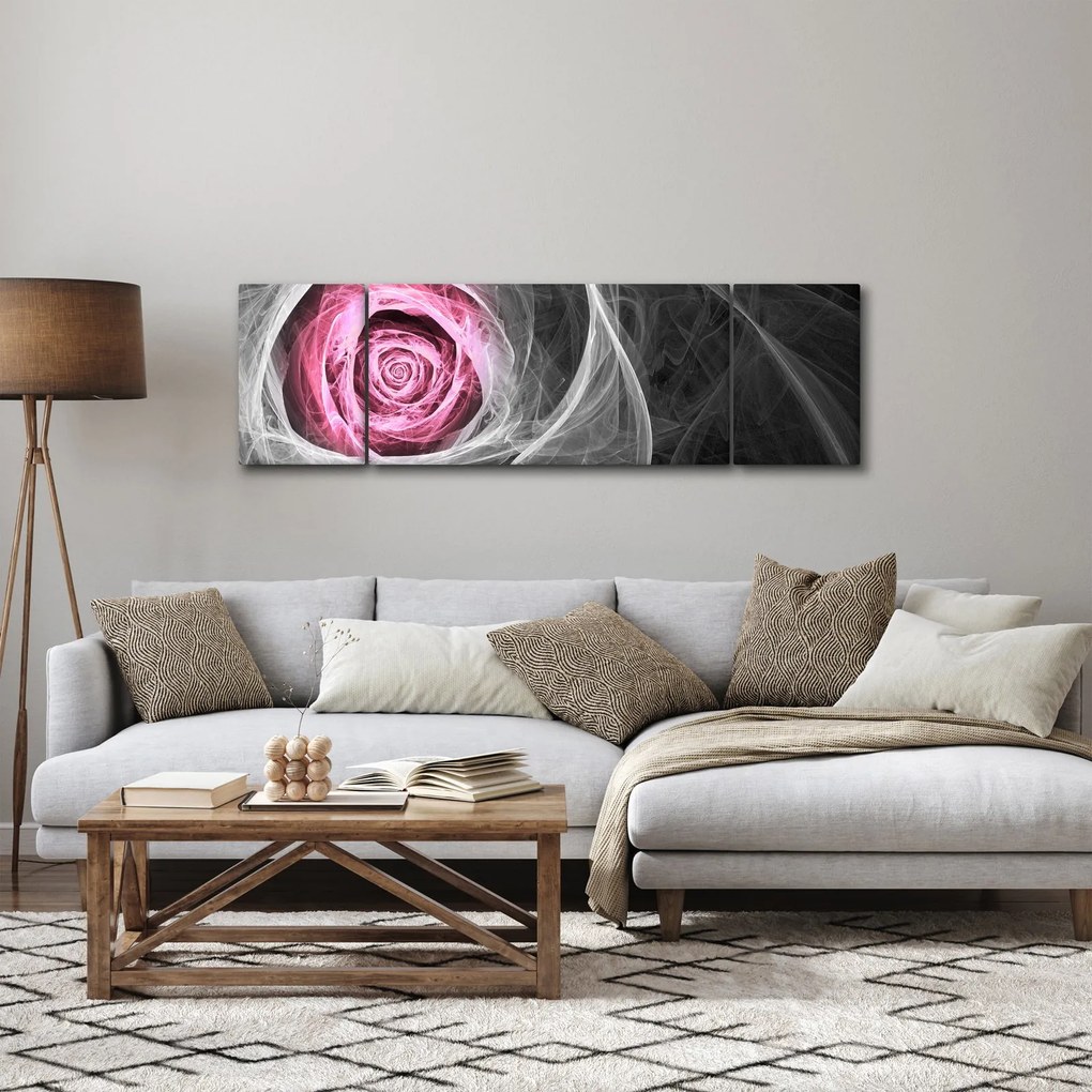 Obraz - Róż abstrakcyjny, fuksja (170x50 cm)