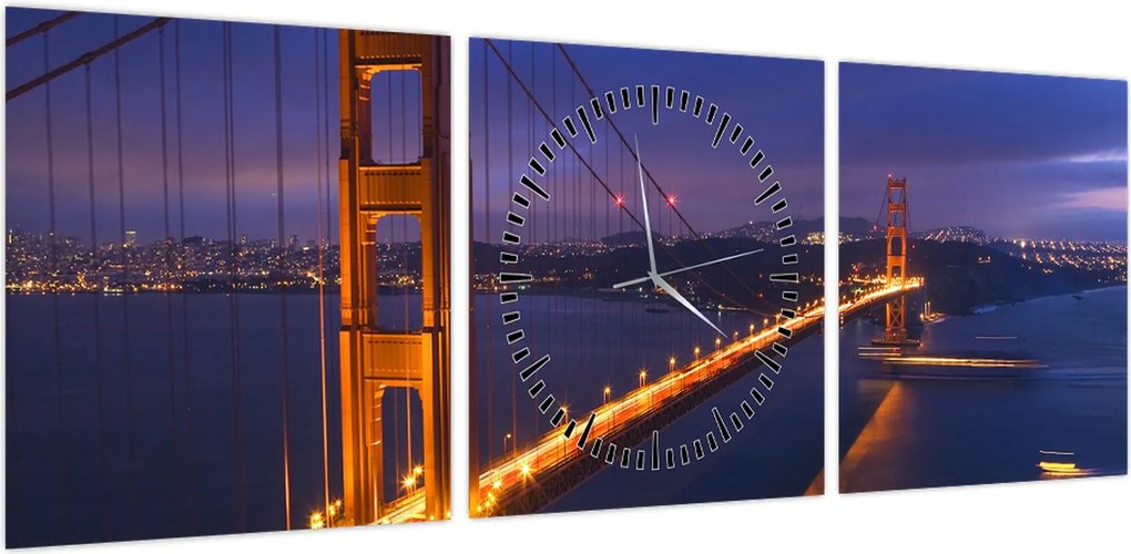 Obraz - Most Golden Gate (z zegarem) (90x30 cm)