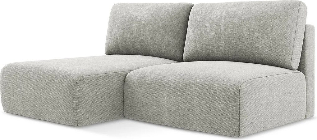 Otwarty Lewy narożnik z funkcją spania - z tkaniny szenilowej - jasny szary - KONA