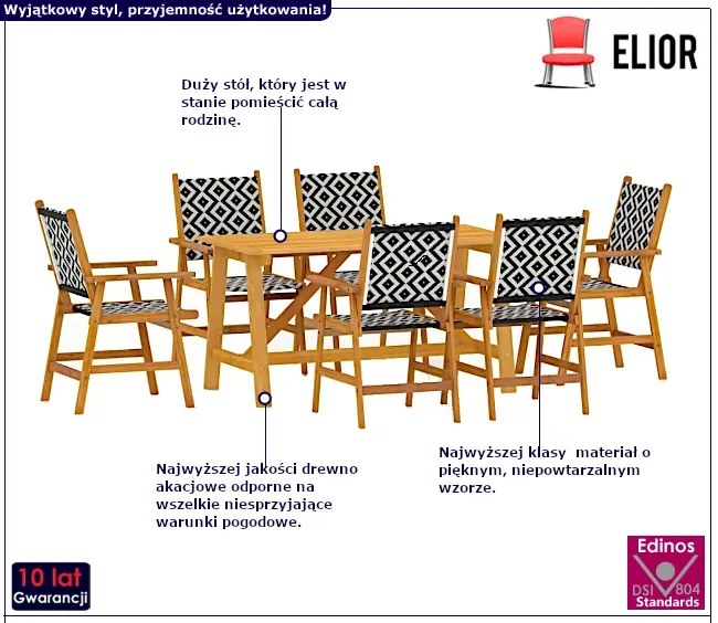 Zestaw mebli ogrodowych z drewna akacjowego F7-F14