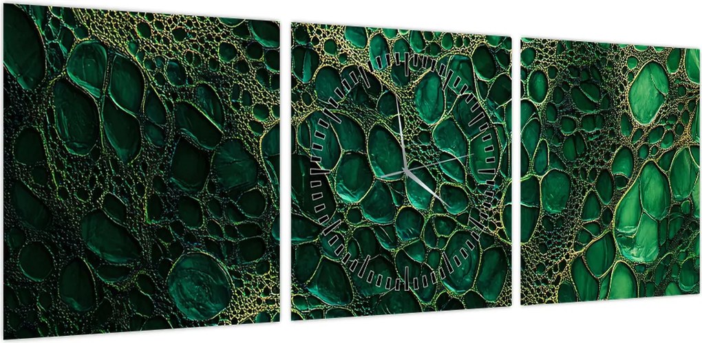 Obraz - Zielony mikroskopowy obraz (z zegarem) (90x30 cm)