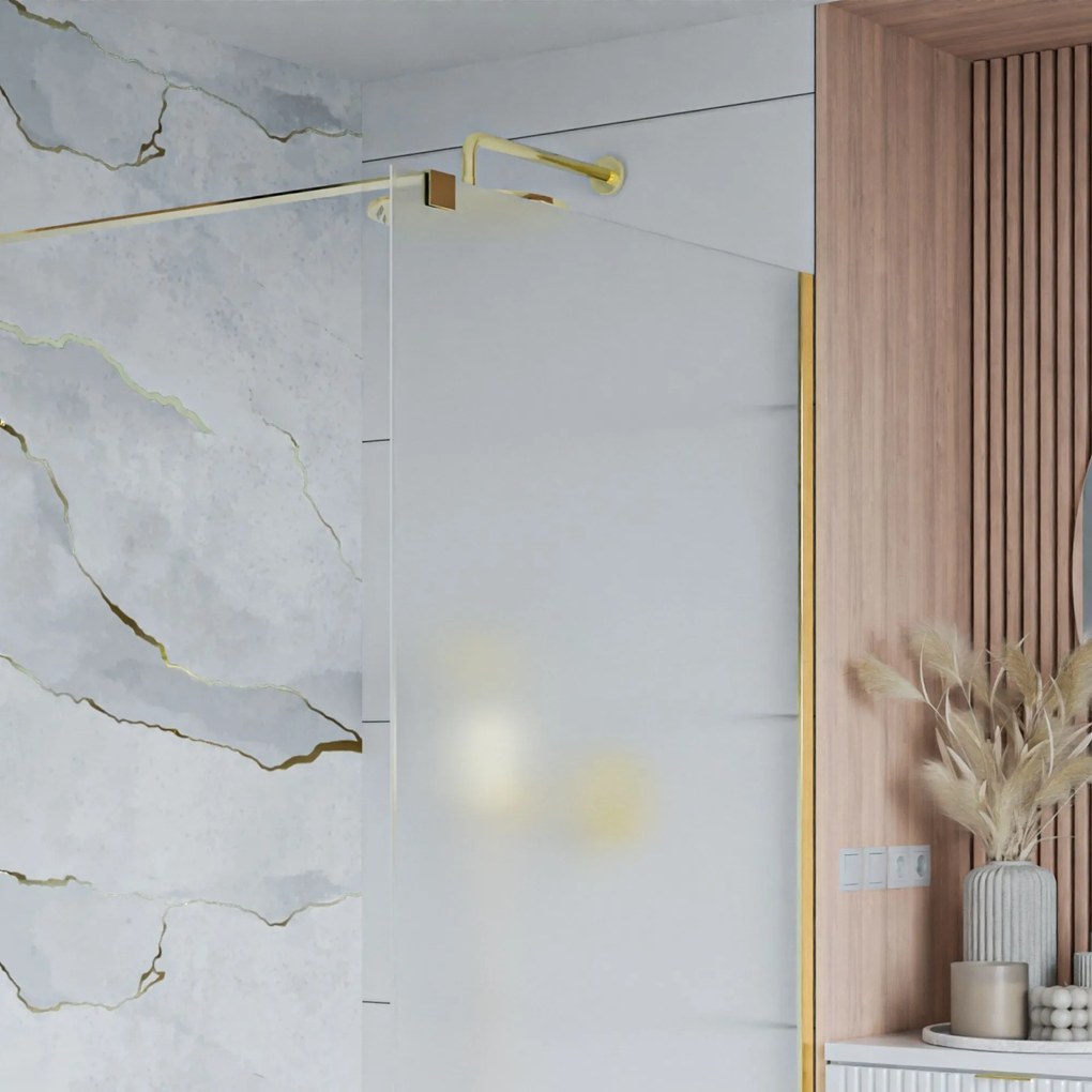 Ścianka prysznicowa Walk-in satynowa matowa prostokątna 8 mm MOLIS Satin Classic MASSI | rożne rozmiary : Kolor profili kabiny - chrom / srebrny, Szerokość ścianki - 70 cm, Typ montażu - WALK in FIX (Do ściany)