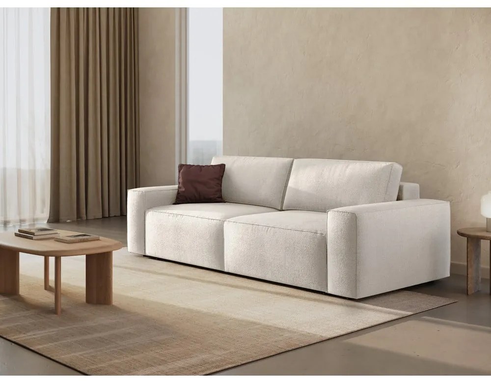 Biała rozkładana sofa z materiału bouclé 247 cm Jodie – Micadoni Home