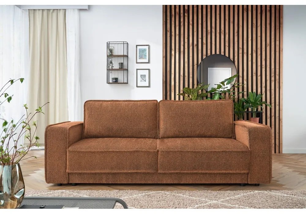 Pomarańczowobrązowa sofa rozkładana Emile – Bobochic Paris