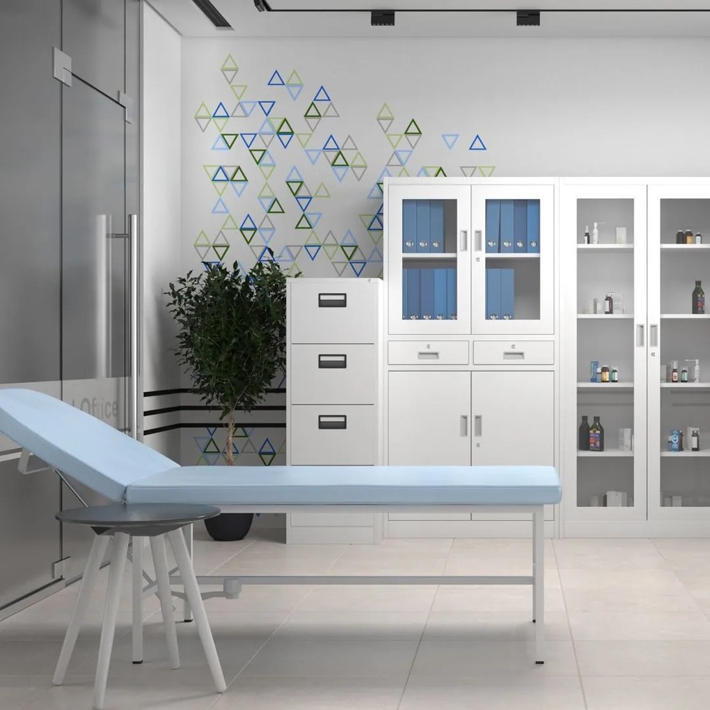 Szafa biurowa na akta szeroka Jan II 115x40x185 cm biała