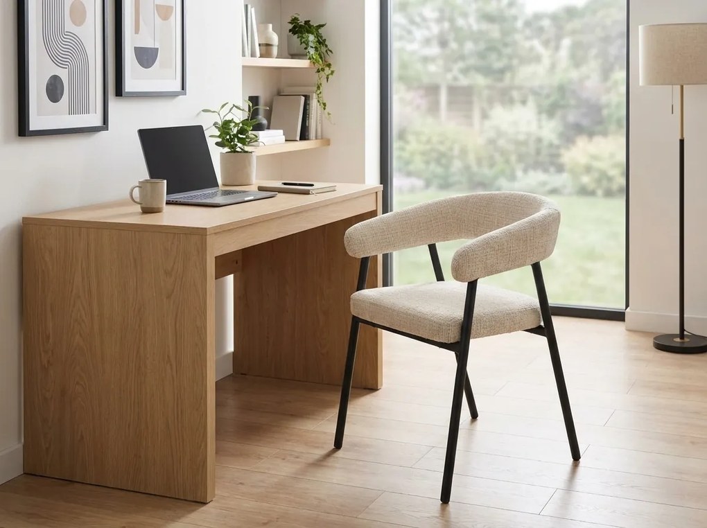 Krzesło do jadalni KATANA z czarnymi nogami, beżowe