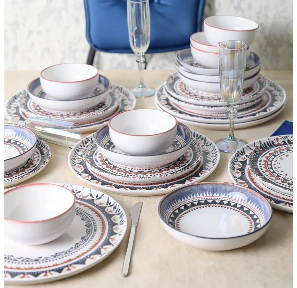 Komplet obiadowy 24 części, wielobarwny/kamionka