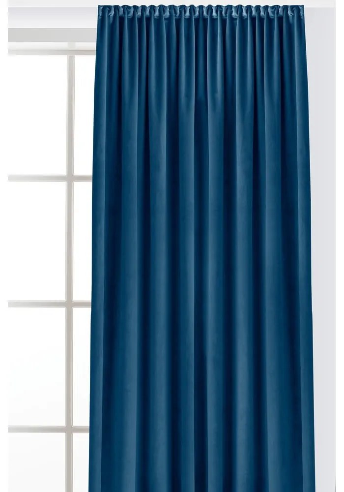 Niebieska aksamitna zasłona częściowo zaciemniająca (dimout) 265x225 cm Velto – Filumi