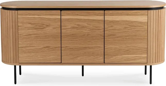 Komoda do Salonu BECK 160 cm Dąb Trzydrzwiowa Ryflowana Skandynawska