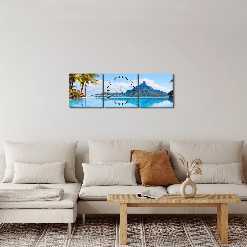 Obraz - Bora-Bora, Polinezja Francuska (z zegarem) (90x30 cm)