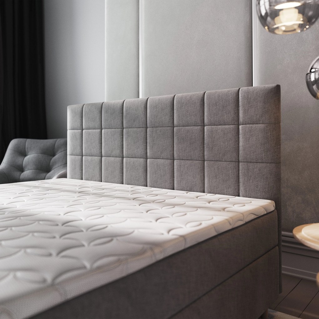 Masseno Łóżko kontynentalne IBIZA z pojemnikiem na pościel 180x200 cm - Jasnoszary, INARI 91