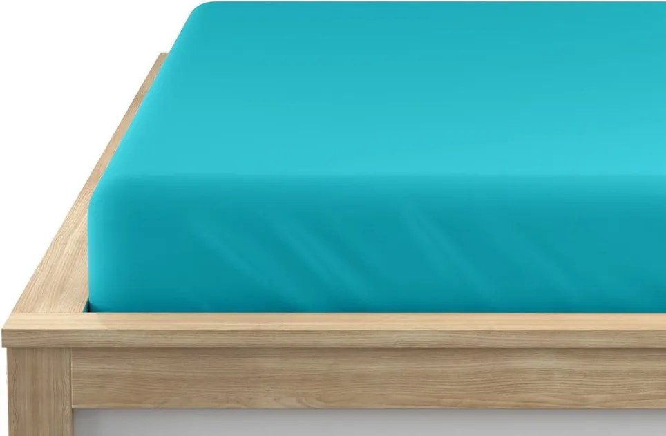 PrzytulneMieszkanie.pl Prześcieradło jersey HIGHFIT turkusowe 90 x 200 cm