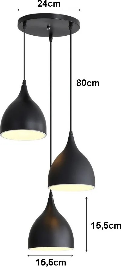 Lampa sufitowa loftowa metalowa wisząca AT17-3SZ-Czarna