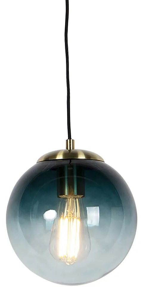 Inteligentna lampa wisząca mosiądz ze szklanym kloszem w kolorze oceanu 20 cm w tym Wifi ST64 - Pallon ArtDeco Oswietlenie wewnetrzne