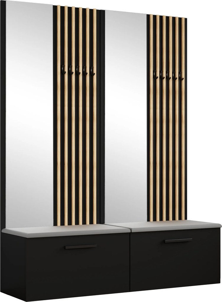 Masseno Garderoba MODULO 161,2/204/40 cm do Przedpokoju Nowoczesna Czarna