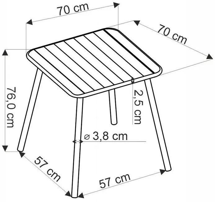 Biały metalowy stół ogrodowy N4-E60