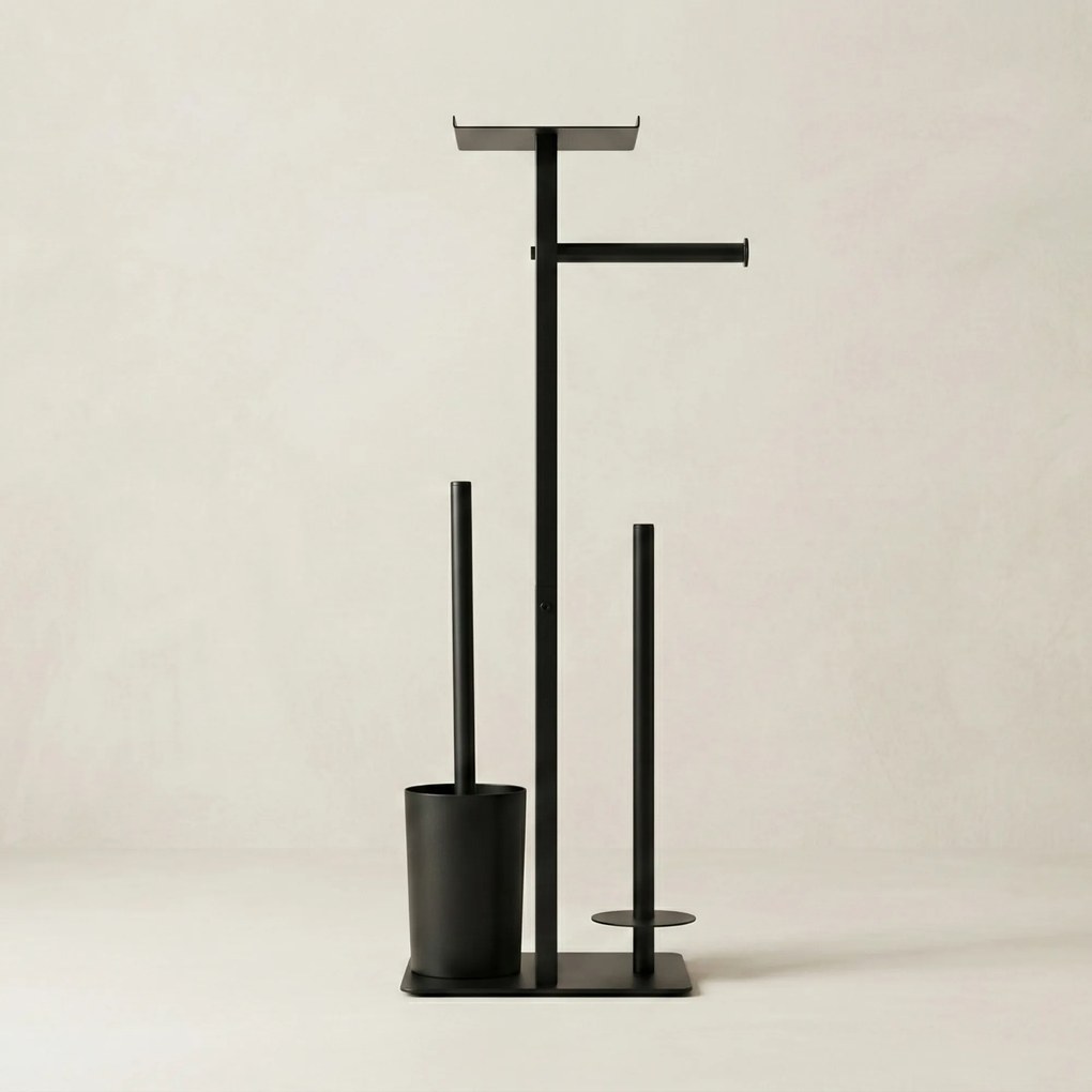 Stojak na papier toaletowy i szczotkę do WC z półką na telefon HYLLA,  65 cm