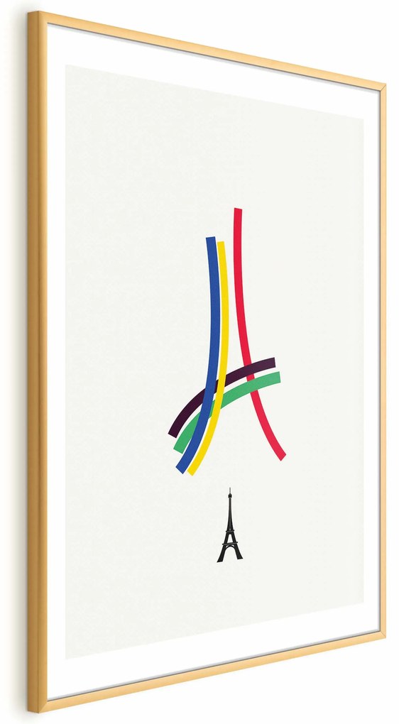 Plakat Abstrakcyjna Wieża Eiffla 29,7x42 cm z ramą złotą z marginesem ARTGEIST B
