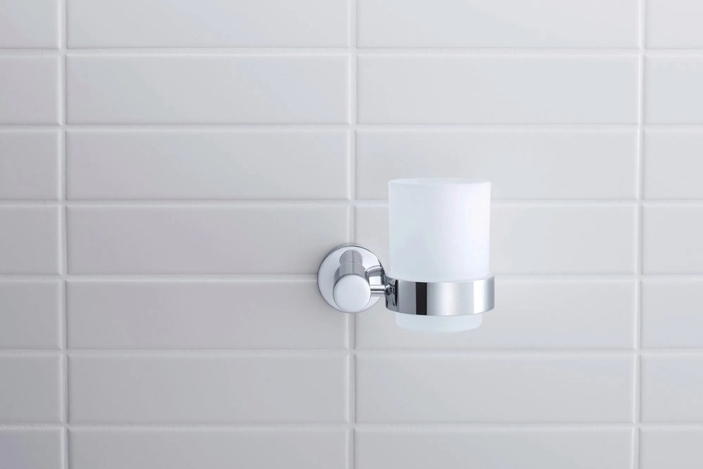 Duravit D-Code kubek na szczoteczki do zębówChrom - prawostronny
