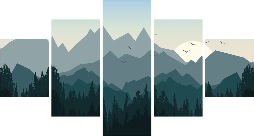 Obraz - Góry oczami grafika (125x70 cm)