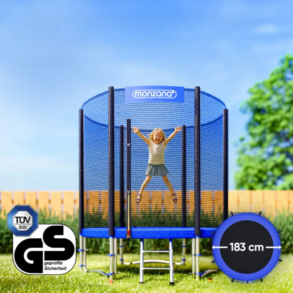 Monzana Trampolina z siatką ochronną JUMP, Ø183 cm, czarna/niebieska