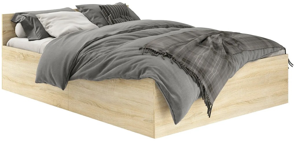 Podwójne łóżko z zagłówkiem i stelażem 180x200 dąb sonoma L7-W83