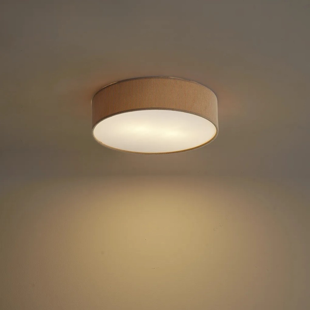 Nowoczesna lampa sufitowa taupe z aksamitnym abażurem 38 cm 2-źródła światła - Luz