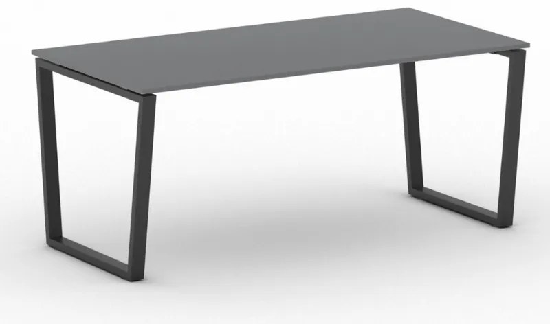 Biurko PRIMO IMPRESS, 180x90 cm, czarna podstawa, grafit
