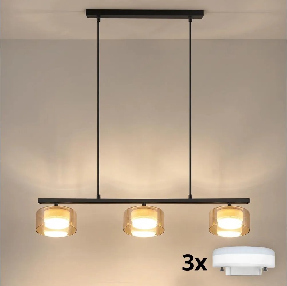Brilagi - LED Żyrandol na linkach AURA LUX 3xGX53/30W/230V czarny/złoty
