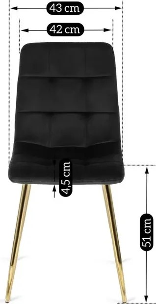Zestaw Stół Rozkładany IBIZA 160-240 cm Czarny Marmur/Złoty i 4 Krzesła Tapicerowane YORK Czarne Glamour