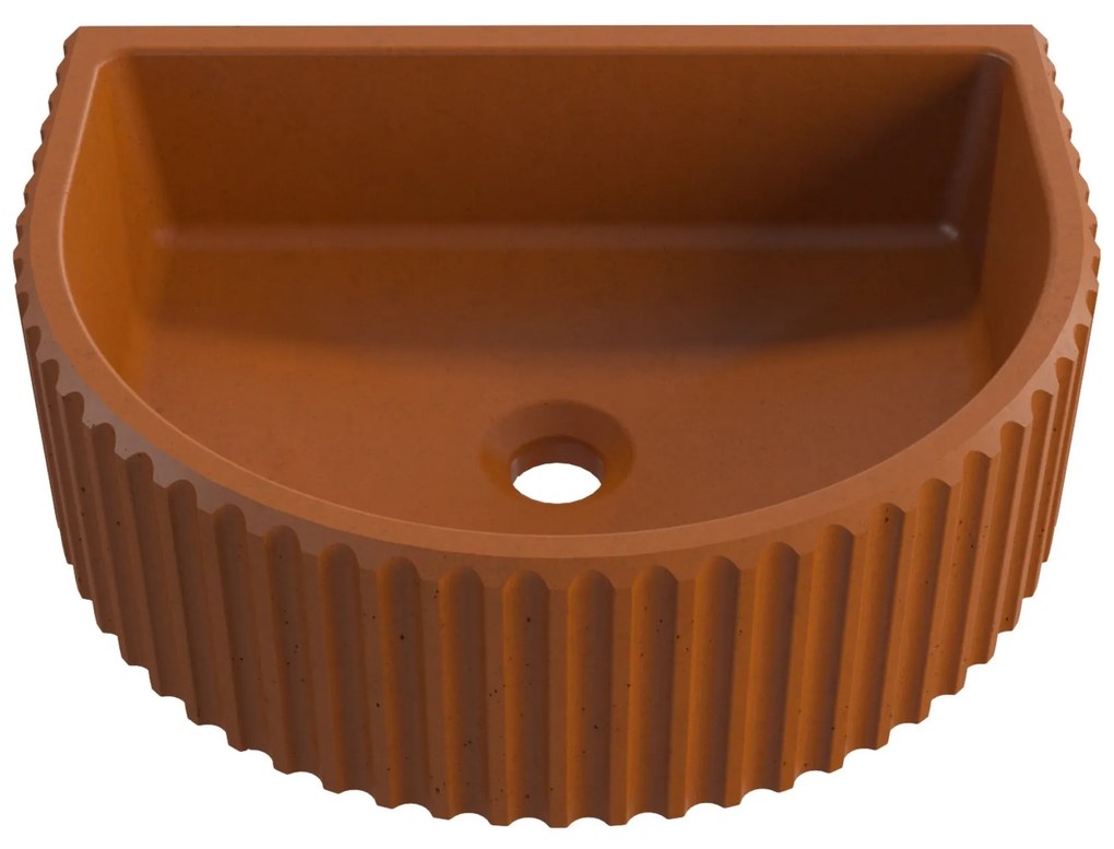 Umywalka betonowa podwieszana / nablatowa półokrągła bez otworu na baterię 45 x 36 cm MUSLIN | różne kolory : Kolor - Ceglasty, Typ montażu - nablatowa