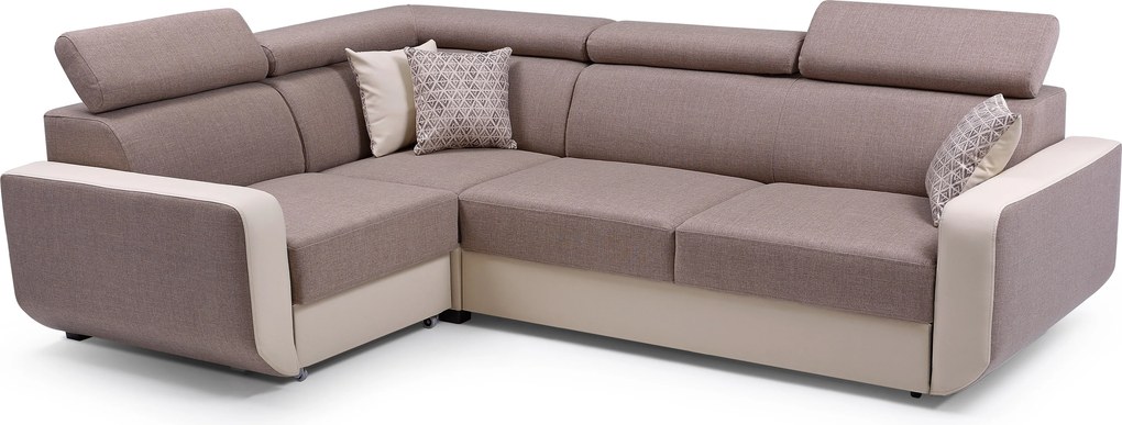 Masseno Narożnik MIRA z funkcją spania i pojemnikiem na pościel Narozniki L, Rozkładana sofa - Brązowy, INARI 23+MADRYT 912
