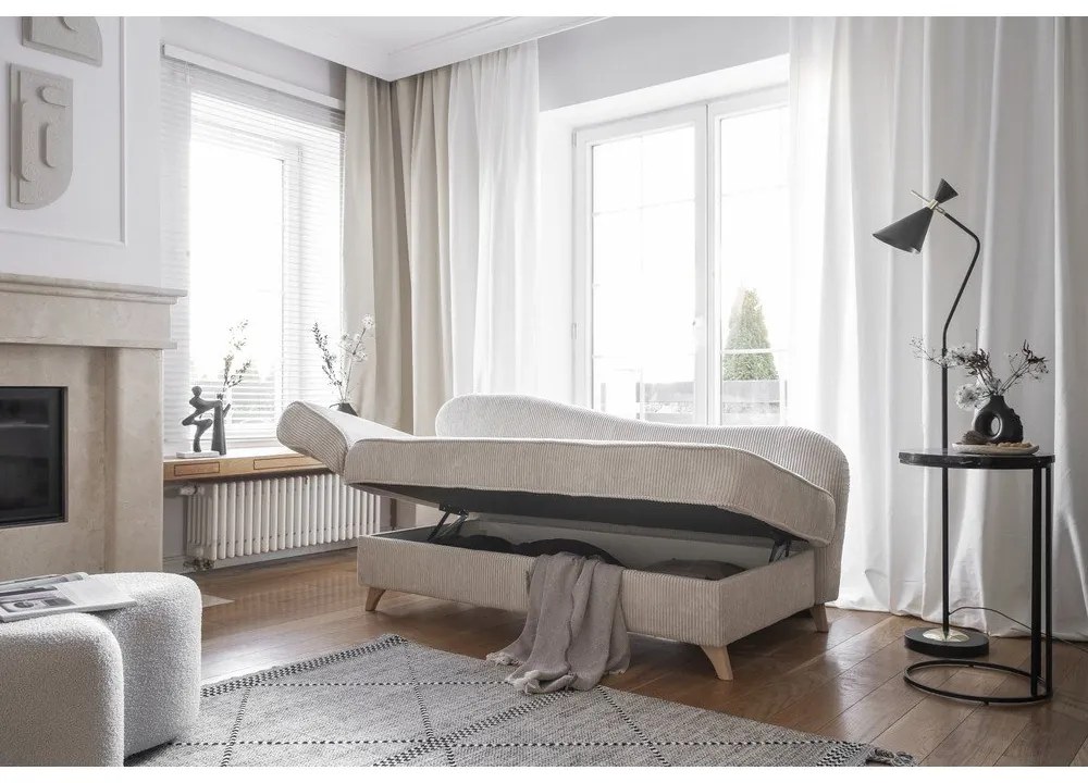 Beżowy sztruksowy szezlong (lewostronny) Chic Charlotte – Miuform