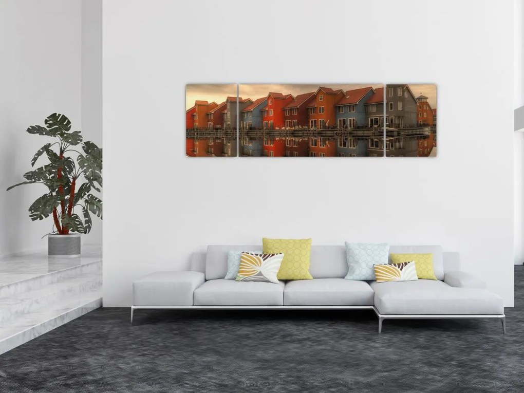 Obraz kolorowych domów (170x50 cm)