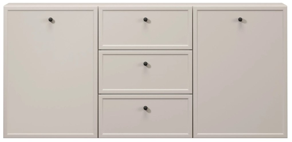 Komoda wisząca Lorini 150 cm z szufladami - kaszmir / czarne uchwyty