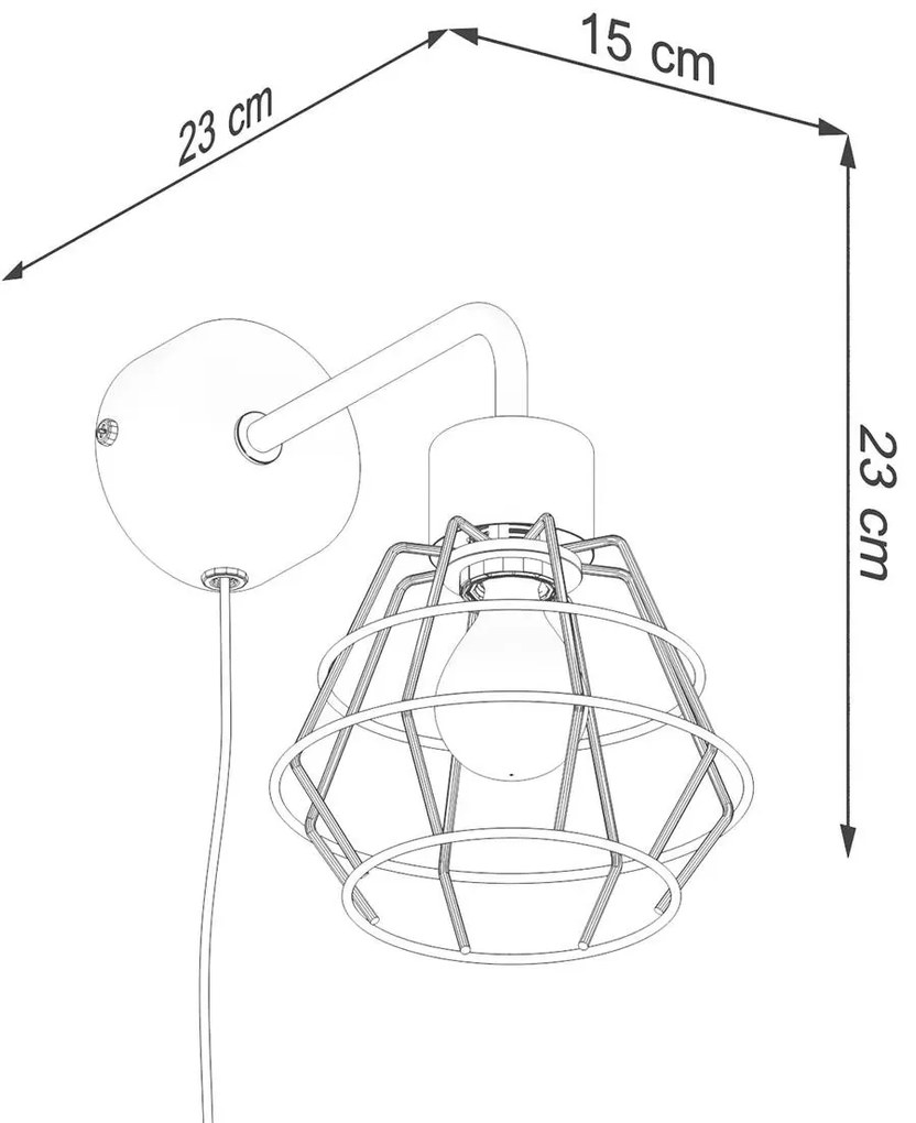 Kinkiet SUBA czarny geometryczny z włącznikiem SOLLUX  LIGHTING