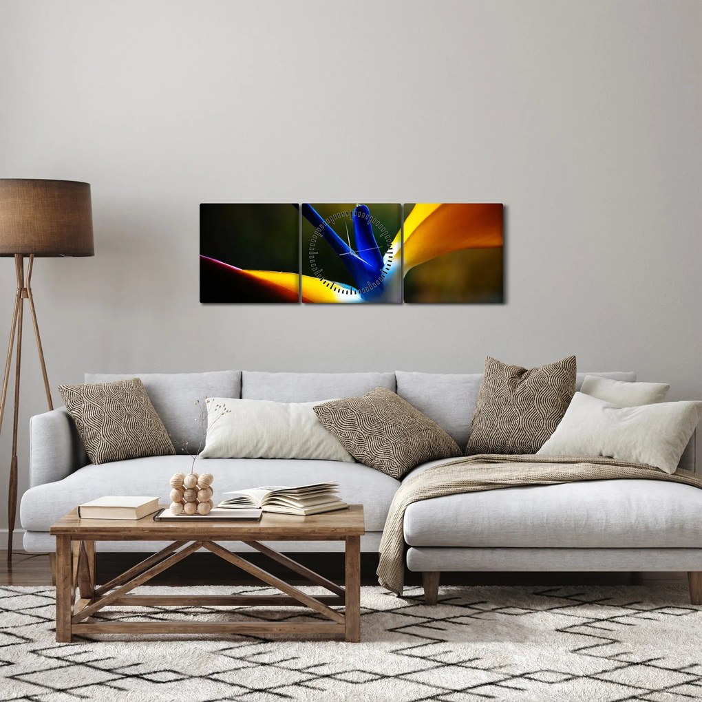 Obraz - Egzotyczny kwiat (z zegarem) (90x30 cm)