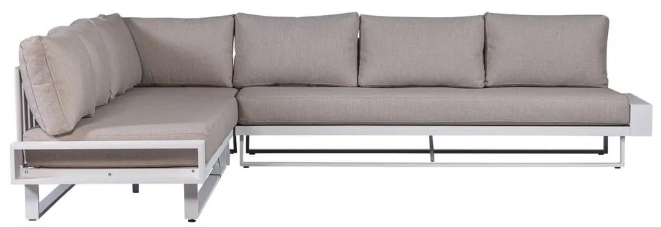 Biało-szara aluminiowa sofa ogrodowa (lewostronna) Flint – Exotan