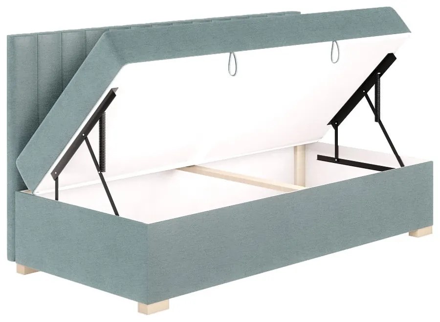 Niebieskie łóżko dziecięce ze schowkiem i materacem 90x200 cm Chill – Ghado