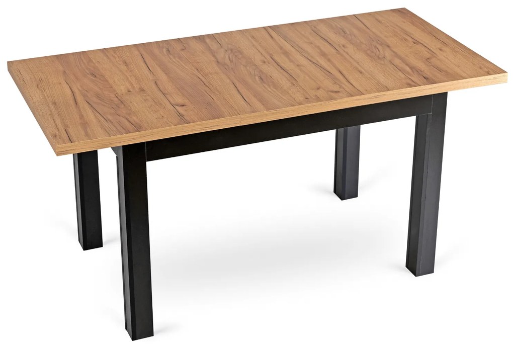 Zestaw Stół Rozkładany SKUBI 120-160 cm Dąb Craft/Czarny i 4 Krzesła NARIS Czarne Welurowe