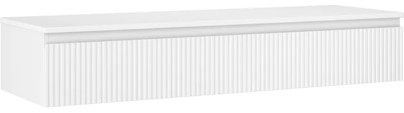 Mexen Rivel szafka łazienkowa podumywalkowa 140 cm z blatem, 1 szuflada, ryflowana , biała mat - 91A20-14023-1-BFC01
