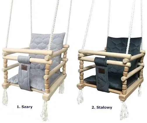 Grafitowo-stalowa huśtawka dziecięca 3w1 N0-P88